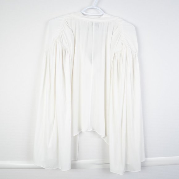 NEW HALSTON Evi Volume Drape Top in Prestine white size M - Picture 4 of 15